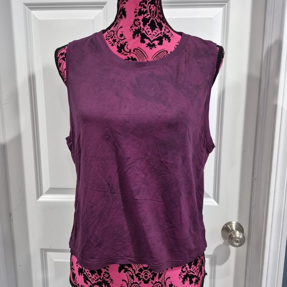 Lululemon Tank Top Womens 8 10 Dark Purple Train to Be Seamless Marvel Wash Dye‎